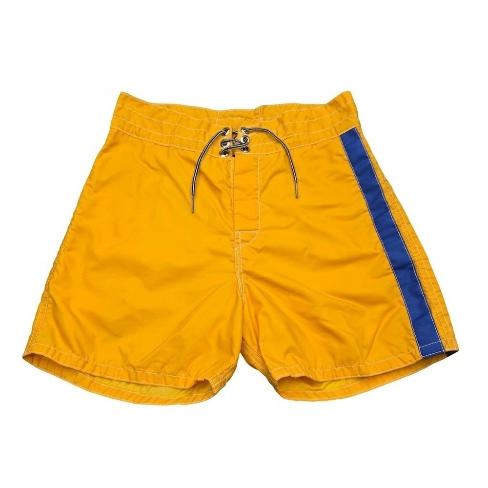 Birdwell 28 Beach Britches Board Shorts Yellow Blue Stripe‎ Surf Heritage